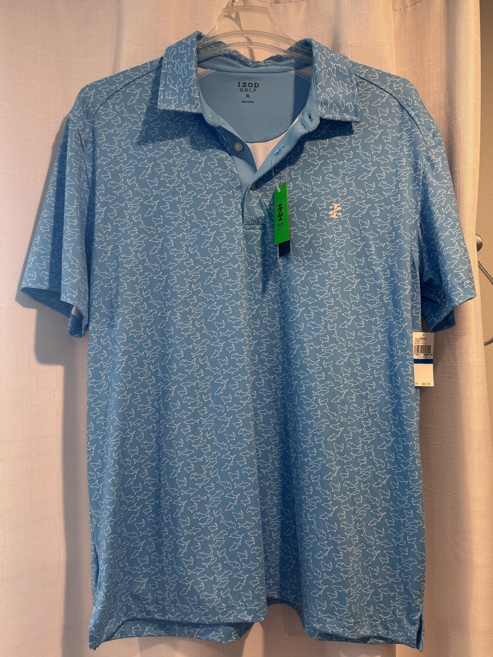 Izod Blue Printed Golf Polo XL NEW